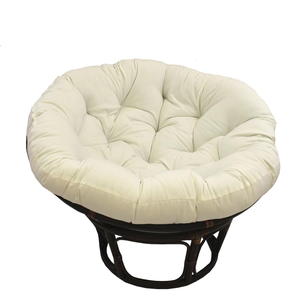 International Caravan Bali 42-Inch Indoor Fabric Rattan Papasan Chair - Walnut/Natural